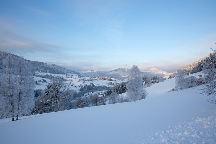 Traumhafte Winterlandschaft mit Blick in Richtung Mitteltal.