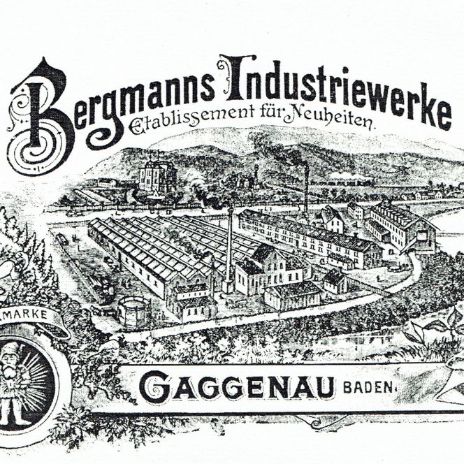Schild der Firma Bergmanns Industriewerke in Gaggenau