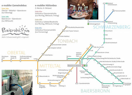 Liniennetzplan der E-Bus-Linien in Baiersbronn.