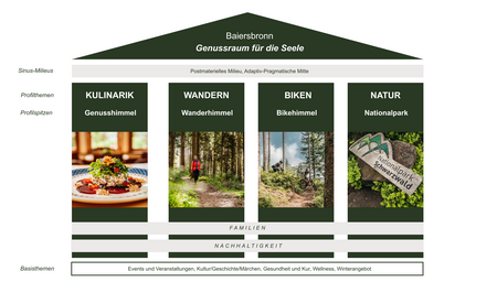Grafik mit den Baiersbronner Profilthemen und Markenarchitektur