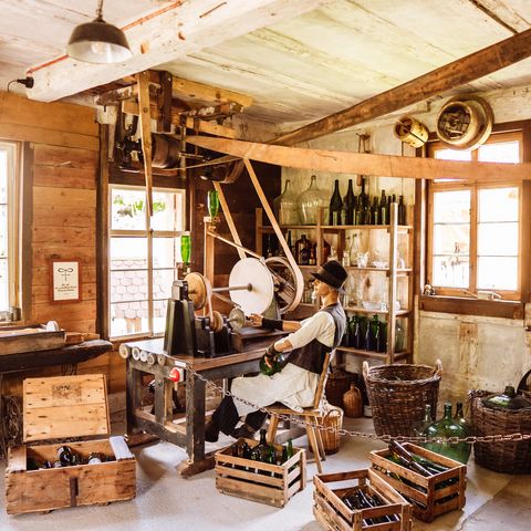 Ausstellungsraum im Gesteinsmahlhaus im Kulturpark Glashütte Buhlbach
